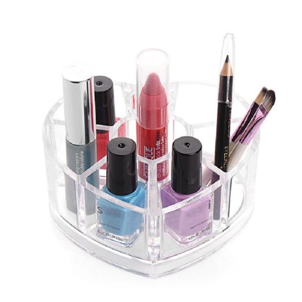 MINI ACRYLIC HEART SHAPED COSMETIC ORGANIZER