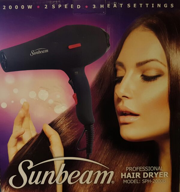 SUNBEAM 2000W PROFESSIONAL HAIR DRYER (BLACK COLOUR) SPH-2000B