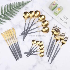 24 piece stainless steel cutlery set | 2 Toned Grey/Gold